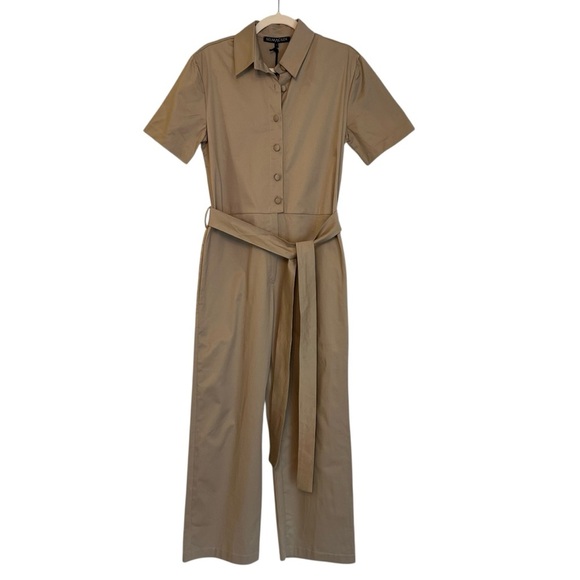 Selmacilek Revolve Shirt Jumpsuit Beige Khaki Small NWT Tailored Contemporary - Picture 1 of 7